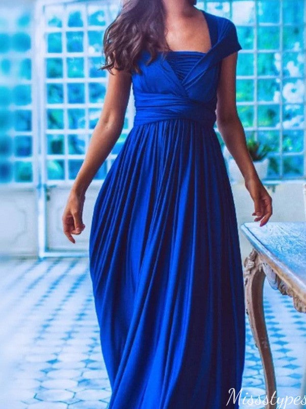 Elegant Short sleeves A-line Long Prom Dress Ideas, Evening Party Dresses,ZX1072