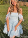 Elegant Spaghetti Strap Off-shoulder A-line Short Mini Homecoming Dress,HM492