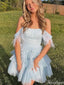 Elegant Spaghetti Strap Off-shoulder A-line Short Mini Homecoming Dress,HM492