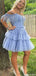 Elegant Spaghetti Strap Off-shoulder A-line Short Mini Homecoming Dress,HM492
