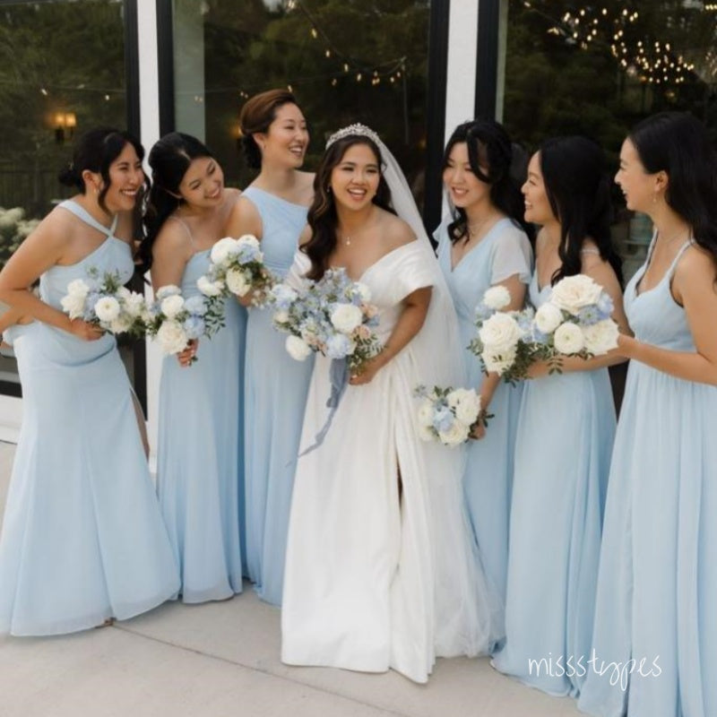 Mismatched Blue Long Elegant Women Bridesmaid Dresses Online, BL105