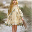 Yellow Full Sleeve Tulle Appliqued Little Flower Girl Dresses, ET52