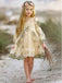 Yellow Full Sleeve Tulle Appliqued Little Flower Girl Dresses, ET52