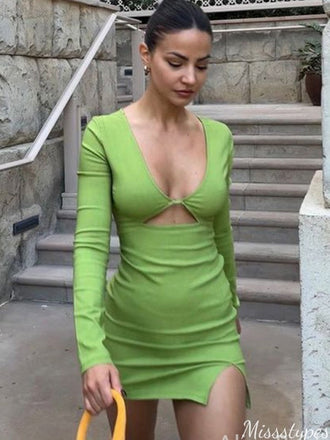 Sexy Long Sleeves V-neck Sheath Short Mini Homecoming Dress,HM495