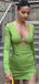 Sexy Long Sleeves V-neck Sheath Short Mini Homecoming Dress,HM495
