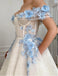 Elegant Off Shoulder Appliqued Dotted White Floor-Length Fashion Prom Dresses,ZX176