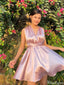Casual Halter V-neck A-line Short Mini Homecoming Dress,HM498