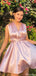 Casual Halter V-neck A-line Short Mini Homecoming Dress,HM498