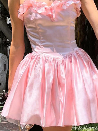 Elegant Strapless Sweetheart A-line Short Mini Homecoming Dress,HM499