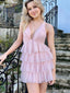 Elegant Halter V-neck A-line Short Mini Homecoming Dress,HM501