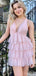 Elegant Halter V-neck A-line Short Mini Homecoming Dress,HM501