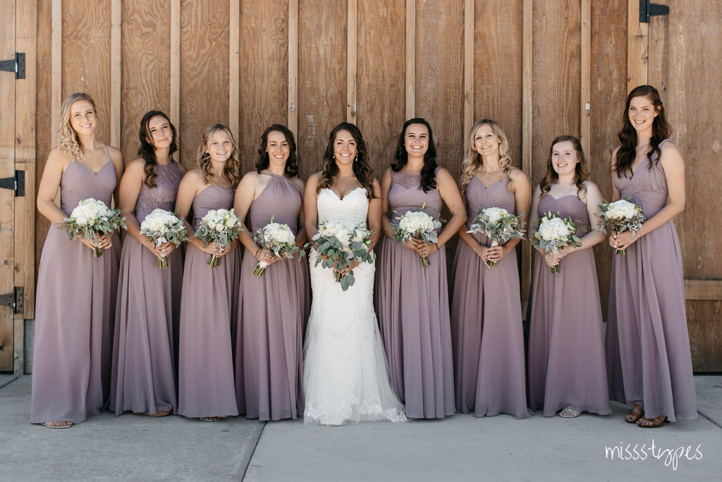 Beautiful Women Mismatched Purple Soft A-Line Long Bridesmaid Dresses Online, BL34