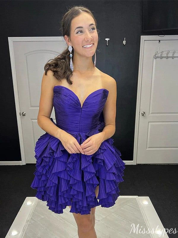 Elegant Strapless Sweetheart A-line Short Mini Homecoming Dress,HM502