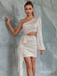 Sliver Sparkly One Shoulder Cut-Out Designed Women Mini Party Homecoming Dresses,HM254