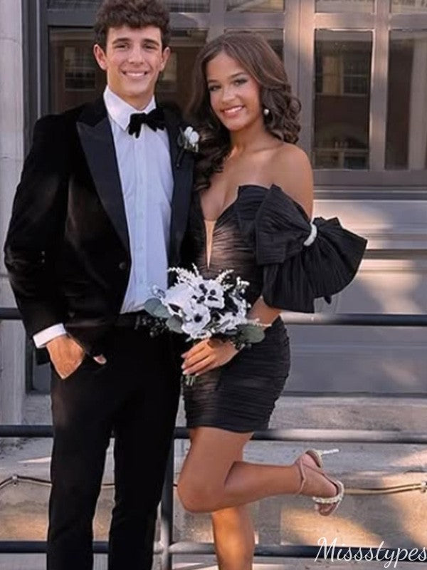 Formal One-shoulder V-neck Sheath Short Mini Homecoming Dress,HM508