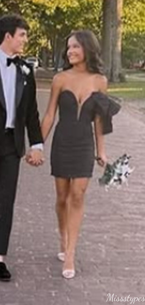 Formal One-shoulder V-neck Sheath Short Mini Homecoming Dress,HM508