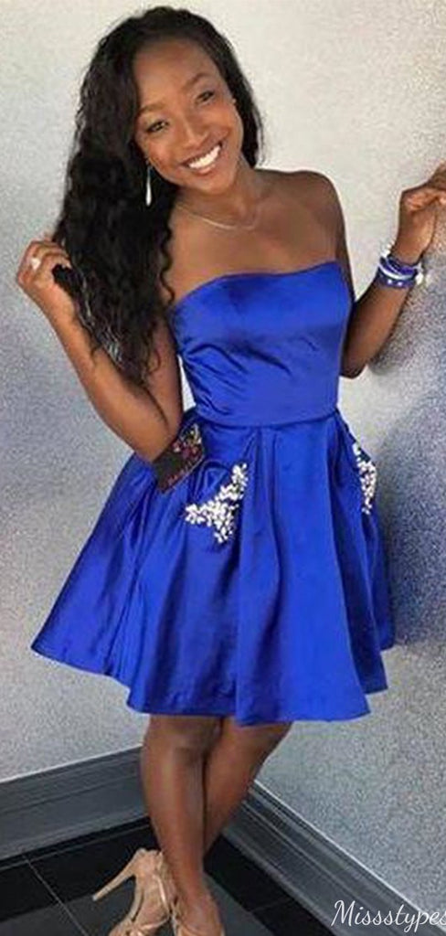 Elegant Strapless A-line Short Mini Homecoming Dress,HM509