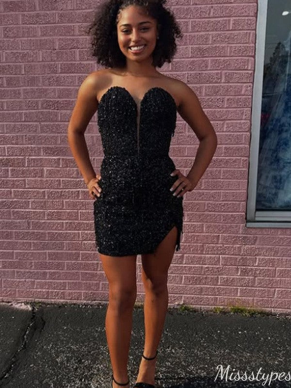 Sexy Strapless Sweetheart Sheath Short Mini Homecoming Dress,HM511