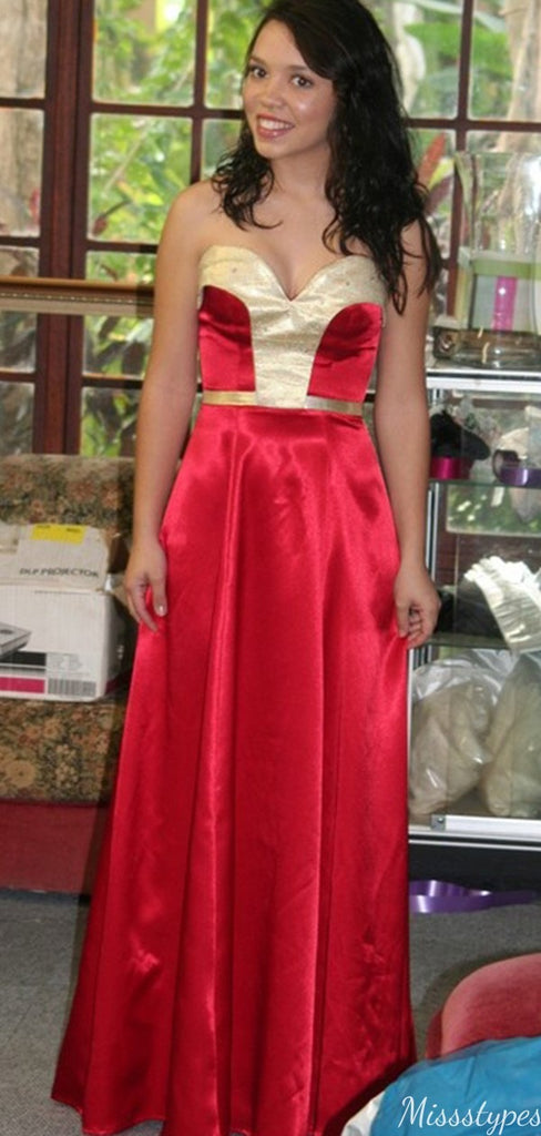 Elegant Strapless Sweetheart A-line Long Prom Dress Ideas, Evening Party Dresses,ZX1074