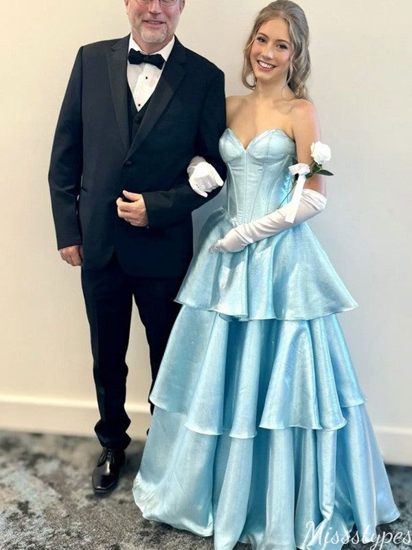 Gorgeous Sweetheart Strapless A-line Long Prom Dress Ideas, Evening Party Dresses,ZX1076