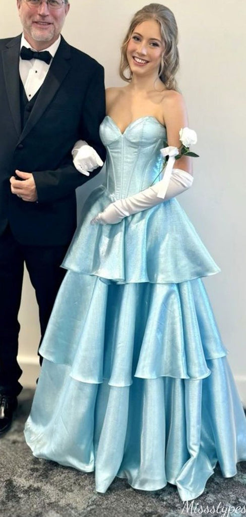 Gorgeous Sweetheart Strapless A-line Long Prom Dress Ideas, Evening Party Dresses,ZX1076