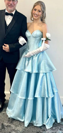 Gorgeous Sweetheart Strapless A-line Long Prom Dress Ideas, Evening Party Dresses,ZX1076