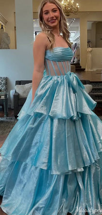 Gorgeous Strapless A-line Long Prom Dress Ideas, Evening Party Dresses,ZX1078