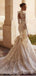 Unique Vintage White Mermaid Lace Full Sleeve Long Fashion Wedding Dresses,HS106