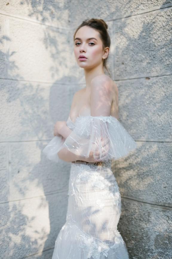 Off White Mermaid Tulle Sweetheart Off Shoulder Fashion Wedding Dresses,HS82