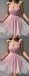 Simple Pink A-line Spaghetti Straps Short Prom Homecoming Dresses, HM93