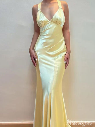 Sexy V-neck Criss-Cross Mermaid  Long Prom Dress Ideas, Evening Party Dresses,ZX509