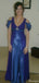 Gorgeous V-neck Off-shoulder A-line Long Prom Dress Ideas, Evening Party Dresses,ZX1087