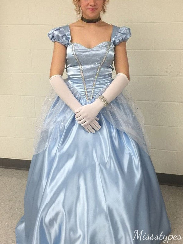 Gorgeous Short Sleeves Sweetheart A-line Long Prom Dress Ideas, Evening Party Dresses,ZX1080