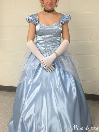 Gorgeous Short Sleeves Sweetheart A-line Long Prom Dress Ideas, Evening Party Dresses,ZX1080
