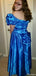 Formal Short Sleeves Off-shoulder A-line Long Prom Dress Ideas, Evening Party Dresses,ZX1081