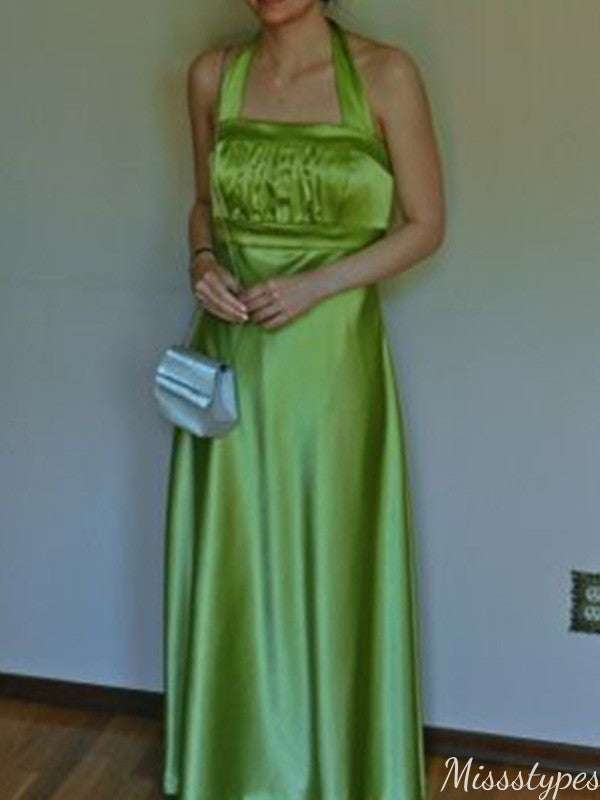 Elegant Halter A-line Long Prom Dress Ideas, Evening Party Dresses,ZX1090
