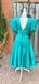 Elegant V-neck Short Sleeves A-line Long Prom Dress Ideas, Evening Party Dresses,ZX1091