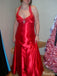 Elegant Halter V-neck A-line Long Prom Dress Ideas, Evening Party Dresses,ZX1094