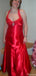 Elegant Halter V-neck A-line Long Prom Dress Ideas, Evening Party Dresses,ZX1094