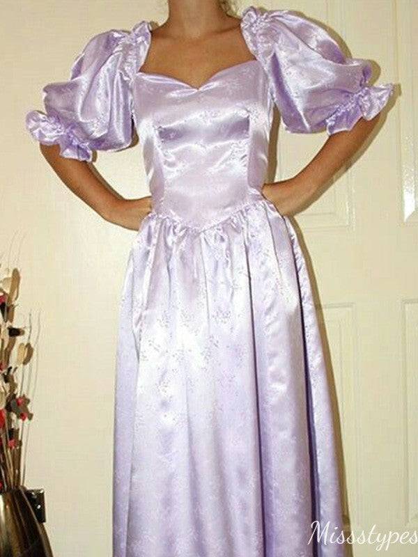 Gorgeous Short Sleeves A-line Long Prom Dress Ideas, Evening Party Dresses,ZX1101