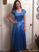 Formal Short Sleeves A-line Long Prom Dress Ideas, Evening Party Dresses,ZX1104