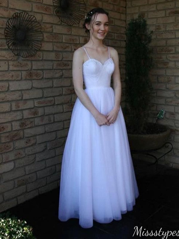 Elegant Spaghetti Strap A-line Long Prom Dress Ideas, Evening Party Dresses,ZX1109