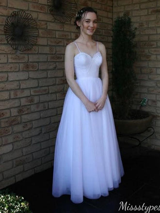 Elegant Spaghetti Strap A-line Long Prom Dress Ideas, Evening Party Dresses,ZX1109