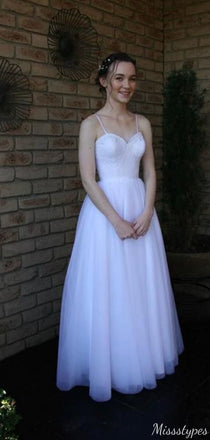 Elegant Spaghetti Strap A-line Long Prom Dress Ideas, Evening Party Dresses,ZX1109
