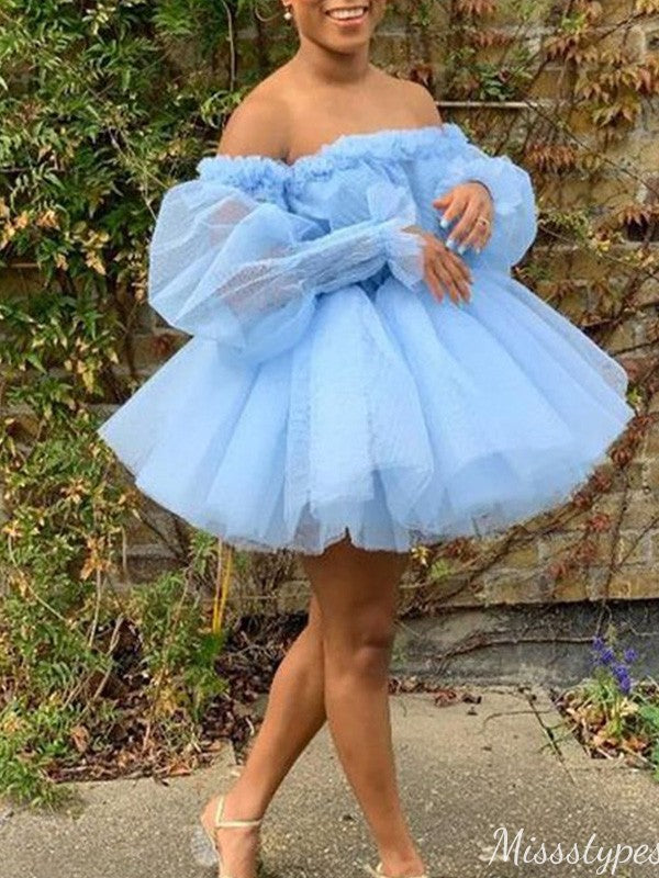 Elegant Off-shoulder A-line Short Mini Homecoming Dress,HM513