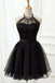 Halter Black Tulle Beaded Lady Mini New Arrival Homecoming Dresses,HM167