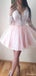 Sexy V-neck Long Sleeves A-line Short Mini Homecoming Dress,HM521