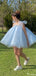 Unique Spaghetti Strap A-line Short Mini Homecoming Dress,HM522