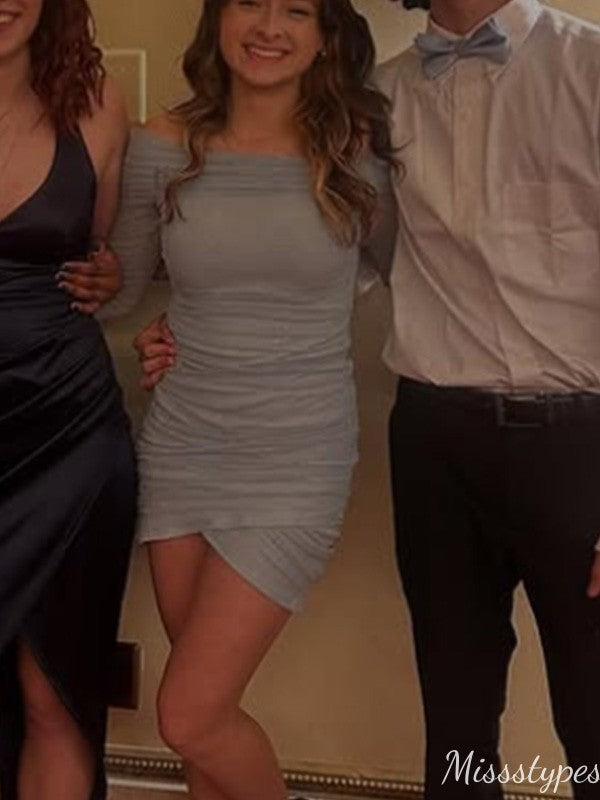 Casual Off-shoulder Sheath Short Mini Homecoming Dress,HM525