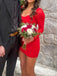 Casual Long Sleeves Sheath Short Mini Homecoming Dress,HM526